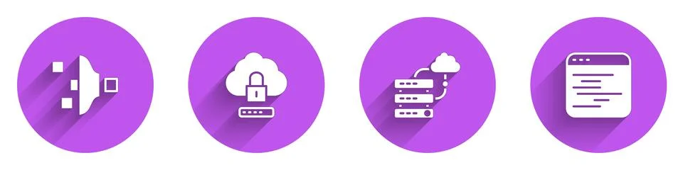 Set Filter setting, Cloud computing lock, Network cloud connection and Software Stock Illustration