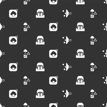 Set Filter setting, Cloud technology data transfer,  and Hangar with servers  Stock Illustration