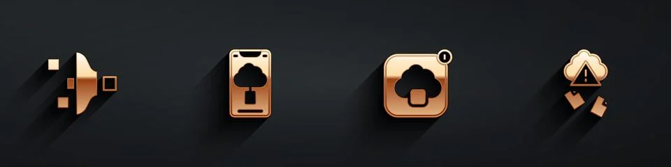 Set Filter setting, Cloud technology data transfer, and hacking icon with long 스톡 일러스트