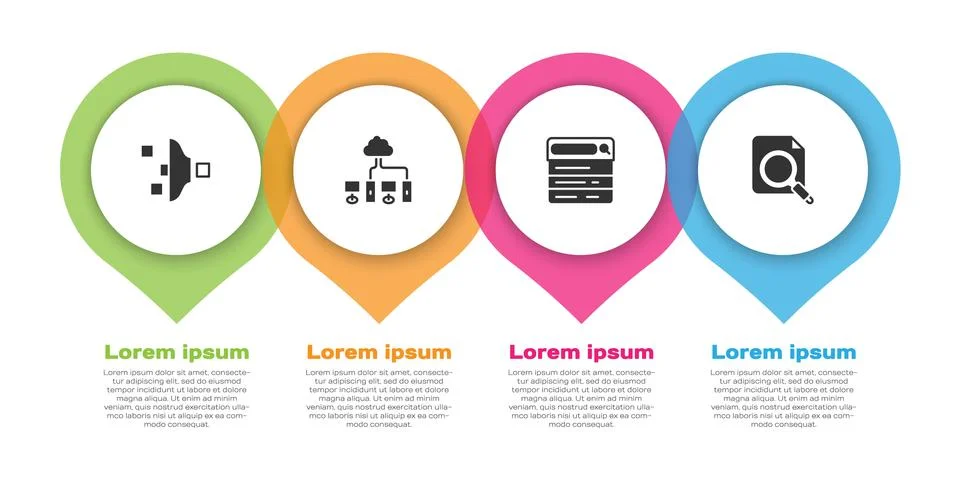 Set Filter setting, Computer network, Search engine and concept with folder Stock Illustration