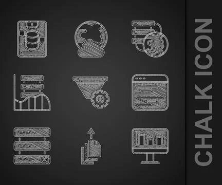 Set Filter setting, Data export, Monitor with graph chart, Software, Server Stockillustratie