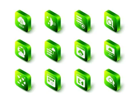 Set Filter setting, Server and gear, Search concept with folder, Cloud 库存插图