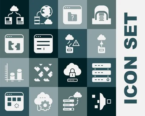 Set Filter setting, Server, Data, Web Hosting, Cloud technology data transfer イラスト素材