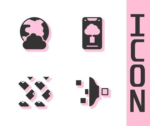 Set Filter setting, Social network, Data stream and Cloud technology data Stock Illustration