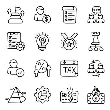 Set of Finance and Analytics Linear Icons Stock Illustration