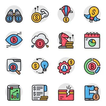 Set of Finance and Banking Flat Icons Stock Illustration