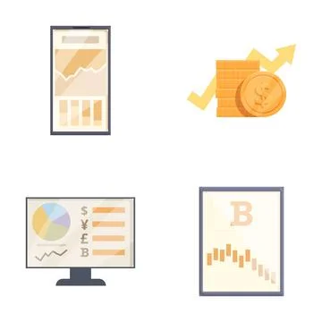 Set of finance and cryptocurrency illustrations 스톡 일러스트