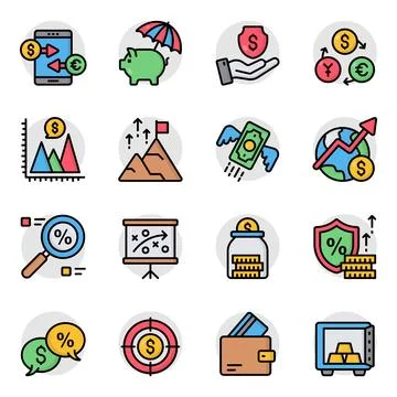 Set of Finance Flat Icons Stock Illustration