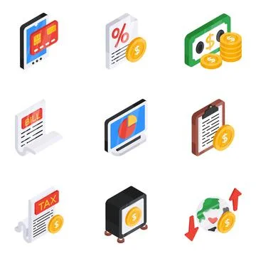Set of Finance Flat Icons Stock Illustration