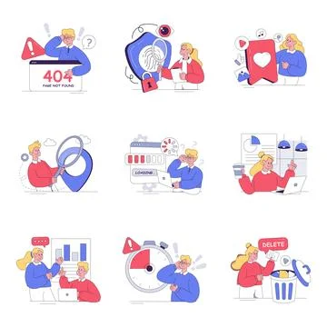 Set of Finance Flat illustrations Stock Illustration