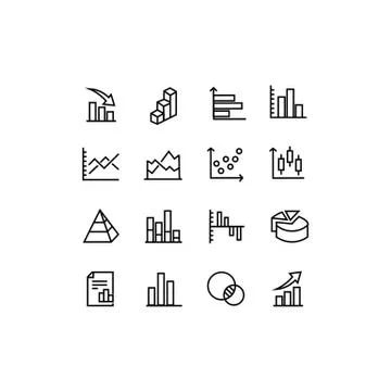 Set of finance graphs icons. Vector illustration eps 10 Stock Illustration