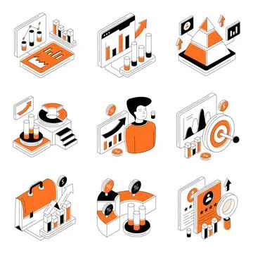 Set of Finance Isometric Illustrations Stock Illustration