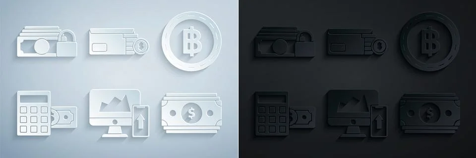 Set Financial chart or graph on the computer monitor and mobile phone イラスト素材