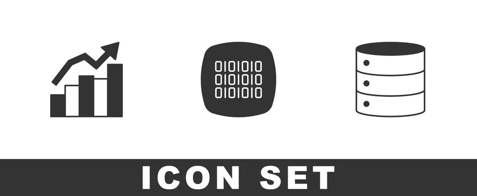 Set Financial growth, Binary code and Server icon. Vector イラスト素材