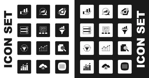 Set Financial growth, Data analysis, Server, Pie chart infographic, Sales funnel イラスト素材