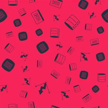 Set Financial growth, Data analysis, Binary code and Server on seamless pat.. イラスト素材