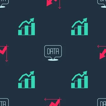 Set Financial growth, Data analysis and on seamless pattern. Vector Stock Illustration