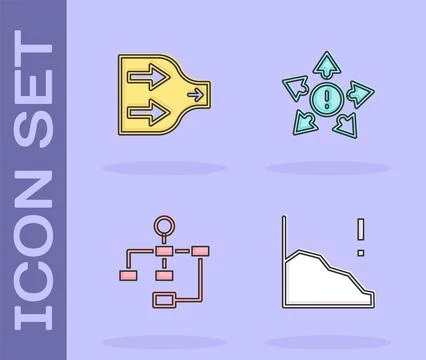 Set Financial growth decrease, Arrow, Hierarchy organogram chart and Many ways Stock Illustration