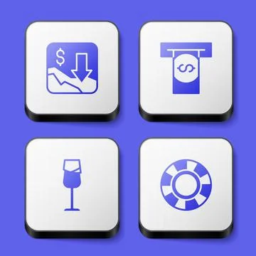 Set Financial growth decrease, Automated teller machine and money, Wine gla.. Illustrazione stock