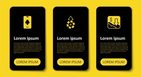 Set Financial growth decrease Casino chips and Online poker table game. Busin Illustrazione stock