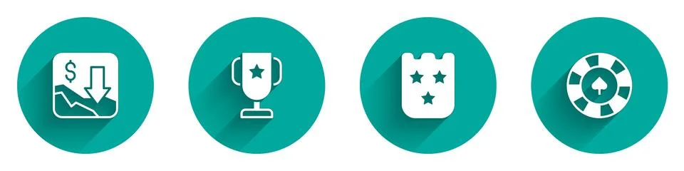 Set Financial growth decrease, Casino poker trophy cup, Lottery ticket and .. Illustrazione stock