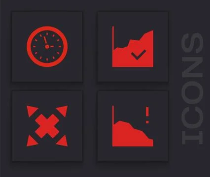 Set Financial growth decrease, Clock, increase and Many ways directional arrow Stock Illustration