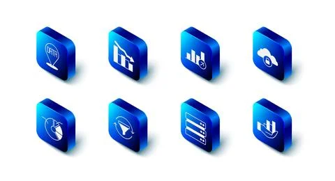 Set Financial growth decrease, Cloud computing lock, Pie chart infographic,.. Stock Illustration