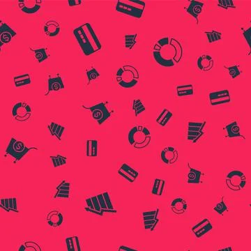 Set Financial growth decrease, Credit card, Shopping cart and dollar and Pie Stock Illustration