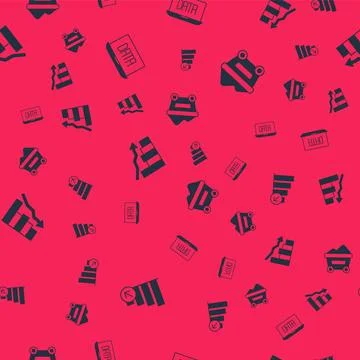 Set Financial growth decrease, Data analysis, and Coal mine trolley on seamless Stock Illustration