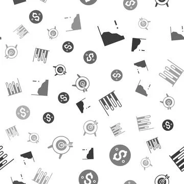 Set Financial growth decrease, Dollar symbol, Pie chart infographic and Target Stock Illustration