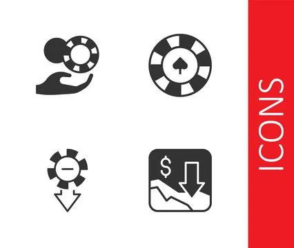 Set Financial growth decrease, Hand holding casino chips, Casino and  icon... Stock Illustration