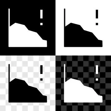 Set Financial growth decrease icon isolated on black and white, transparent Stock Illustration