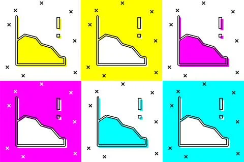 Set Financial growth decrease icon isolated on color background. Increasing Stock Illustration