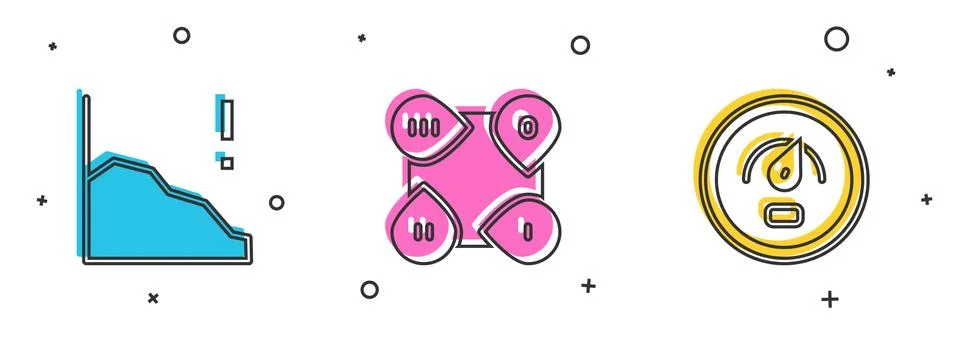 Set Financial growth decrease, Infographic element and Digital speed meter icon 库存插图