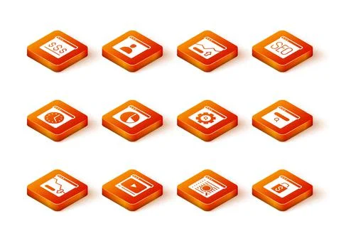 Set Financial growth decrease, Online play video, Browser window, Graph chart Stock Illustration