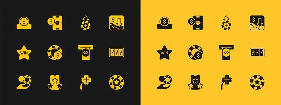 Set Financial growth decrease Online sports betting Automated teller machine  Stock Illustration