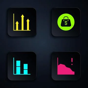 Set Financial growth decrease, Pie chart infographic, Graph, chart, diagram and Stock Illustration