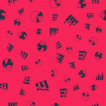 Set Financial growth decrease, Pie chart infographic, and on seamless pattern Stock Illustration