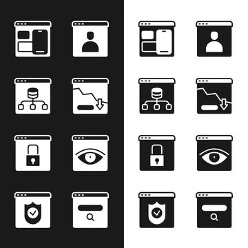 Set Financial growth decrease, Server, Data, Web developer programming code.. Stock Illustration