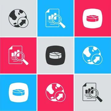 Set Financial growth, Document with graph chart and Pie infographic icon. Vector Illustrazione stock