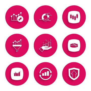 Set Financial growth, Graph chart infographic, Pie, Sales funnel with, Browser Stock Illustration