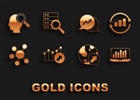 Set Financial growth, Graph chart infographic, Laptop with, Project team base Illustrazione stock