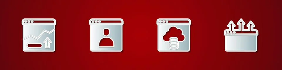 Set Financial growth increase, Create account screen, Cloud technology data Stock Illustration