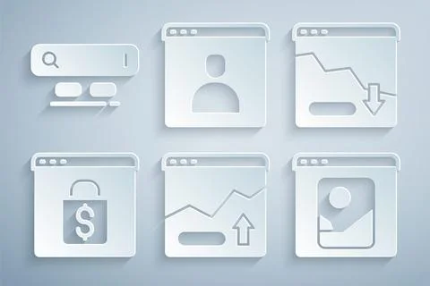 Set Financial growth increase, decrease, Online shopping on screen, Photo Stock Illustration