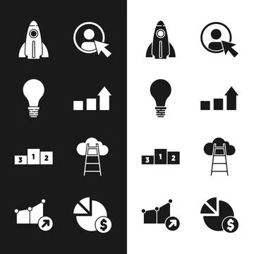 Set Financial growth, Light bulb with concept of idea, Startup project, Cre.. Stock Illustration