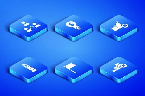 Set Financial growth, Project team base, Location marker, Lighthouse, bulb .. Stock Illustration