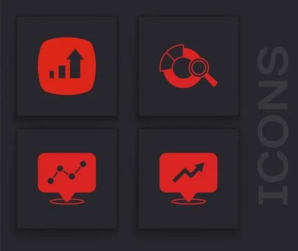 Set Financial growth, Search data analysis and Graph chart infographic icon Stock Illustration