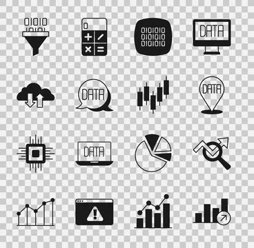 Set Financial growth, Search data analysis, Data, Binary code, Cloud download 库存插图