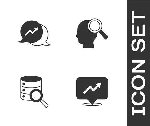 Set Financial growth, Server and Search people icon. Vector Illustrazione stock
