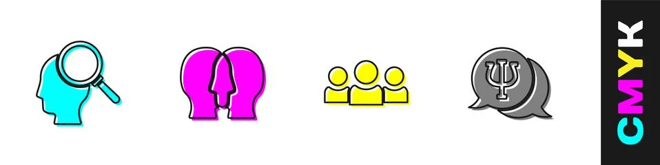 Set Finding a problem, Bipolar disorder, Users group and Psychology, Psi icon Illustrazione stock